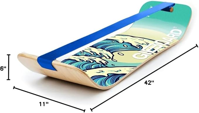 GIBBON GiBoard Balance Board for Adults & Kids - Slackline Workout Equipment Home Gym Training - Wooden Wobble Board Balance Trainer - Standing Desk Exercise - Yoga, Agility, Pilates, Core, Snowboard