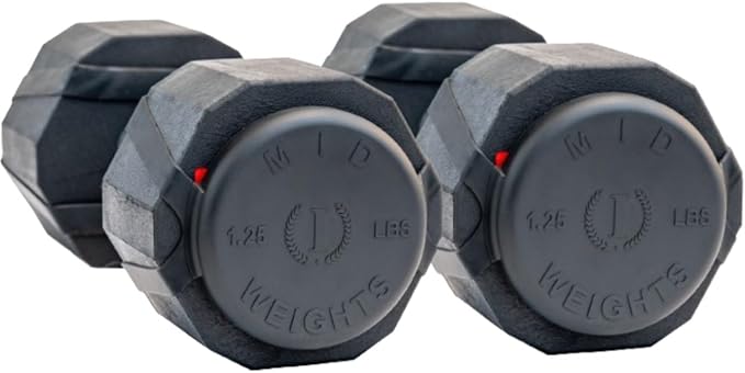 Mid Weights Silicone Microweights For Round or Hex Dumbbells, 1.25 lb. Add On Weight For Dumbbells, Fractional Weights To Add 1.25 or 2.5 lbs, 4 pcs.