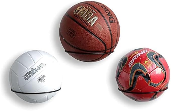 Matte Black Metal Wall-Mounted Sports Ball Display Holder Shelf(2 pcs)
