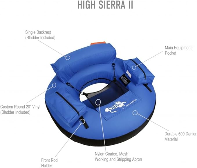 High Sierra II Inflatable Float Tube for Fishing and Angling by Caddis Sports