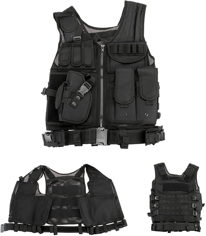 Lixada Tactical Vest Lightweight Breathable Polyester Sports Vest Outdoor Training Vest Adjustable for Adults