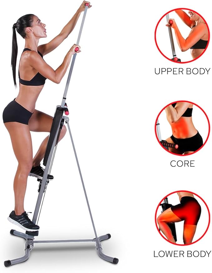 MaxiClimber 2.0 Vertical Climber ERS (Elastic Resistance System) - Easy to Assemble, Folding Exercise Machine Combines Cardio & Strength Training for a Low Impact, Full Body Workout - Free Fitness App