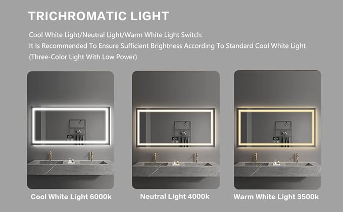 28 x 36 in Horizontal LED Bathroom Mirror (DK-C-N031-W1)