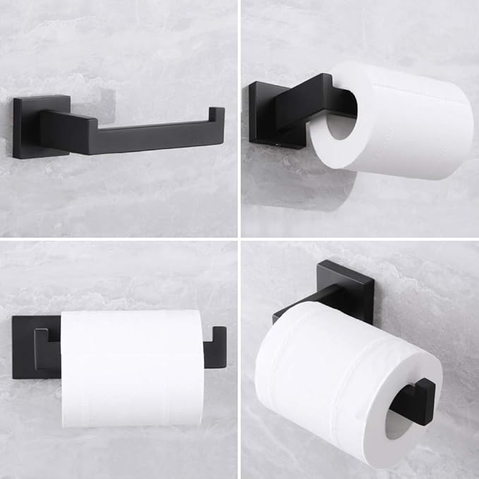 Matte Black Bathroom Accessories Kit 3-Pieces Bathroom Hardware 304 Stainless 2X Robe