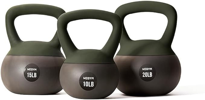Soft Kettlebells with Cushioned Impact-Resistant Base and Anti-Slip
