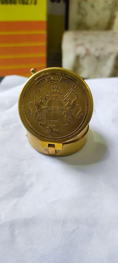 3"" Antique Brass Pocket Compass Navigational Collectible Push 1857 Compass