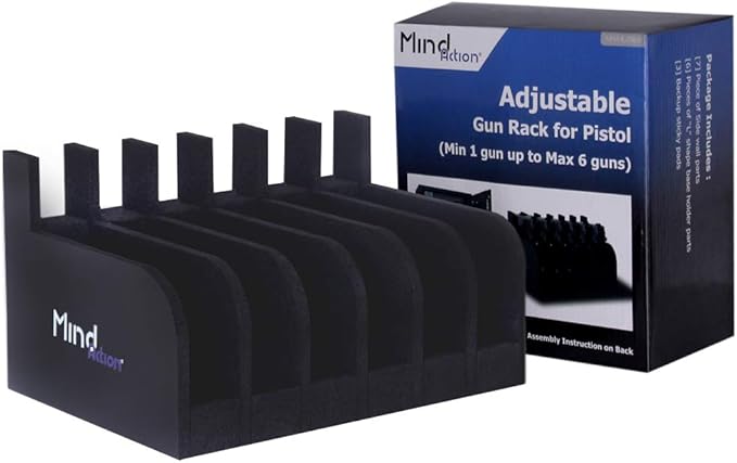MIND&ACTION Foam Pistol Rack for Gun Safe, Gun Cabinet Accessories, Pistols Holder Storage Organizer, Revolver Firearm Handgun Rack Stand Display
