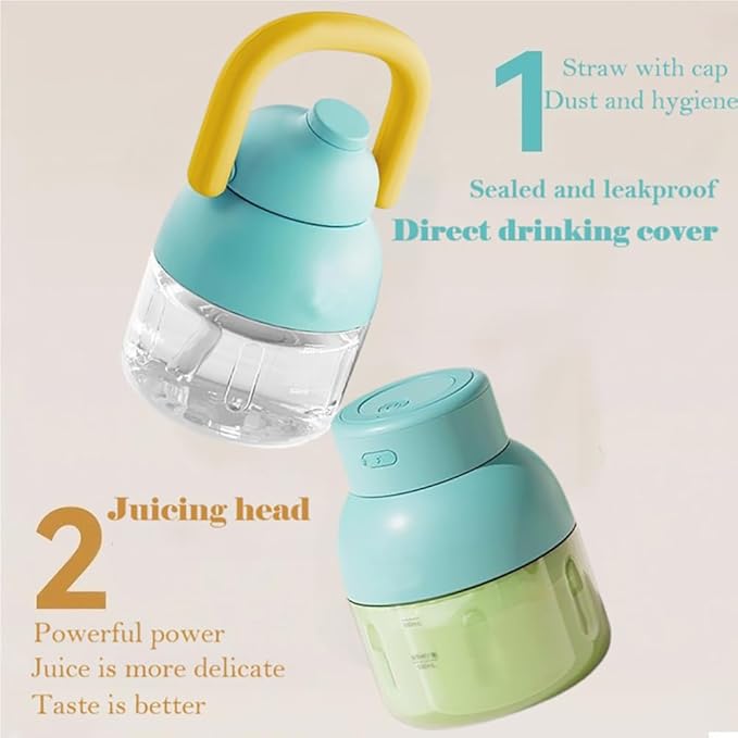 41oz,Portable Blender for Shakes and Smoothies, Leak-proof Water Bottle with Removable Straw, Handle, Lid and Shoulder Strap, BPA-free, Type-C Rechargeable, Cordless Portable Juicer,Blue