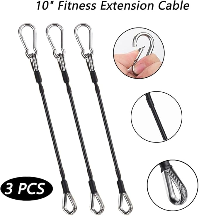 3PCS Gym Cable Extension,Gym Extension Cable-Thick 0.2",Fitness Extension Rope Attachments Compatible Replacement Gym Cables Machine Extension for Tricep Pull Down,Leg Extensions Machine