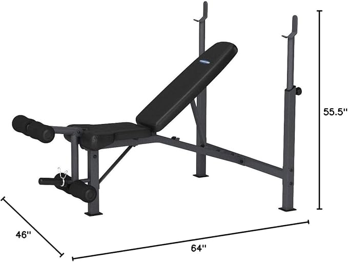 Marcy Competitor Adjustable Olympic Weight Bench with Leg Developer for Weight Lifting and Strength Training CB-729, Black