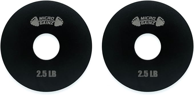Micro Gainz Steel Olympic Barbell Weight Set of 2 Plates, 2.5lb, 5lb or 10lb, Plate Set Designed for Strength Training & Loading Bar Weights, Made in USA