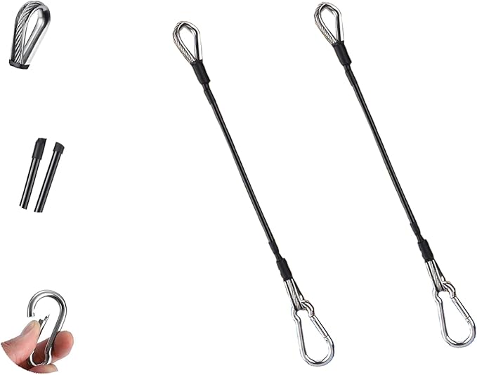 2pcs 10" Gym Extension Cable,Home Gym Machine Accessories Replacement with Carabiner, for LAT/Tricep Pull Down and Leg Extensions Machine