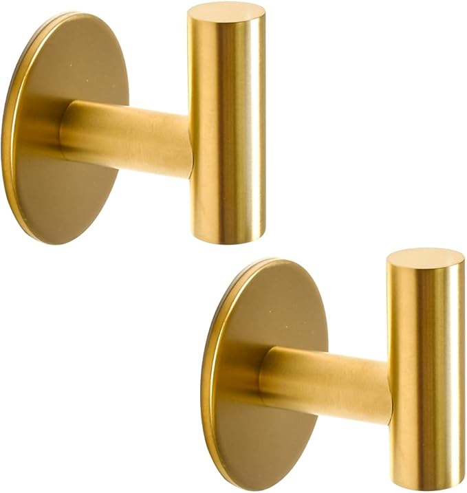 Adhesive Hooks Brushed Gold SUS304 Stainless Steel Towel 2 Pack