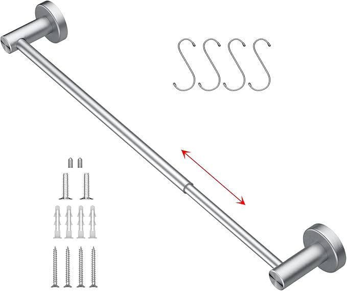Adjustable 16 to 27.6 Inch Single Towel Bar SUS304 Stainless 1" Diameter