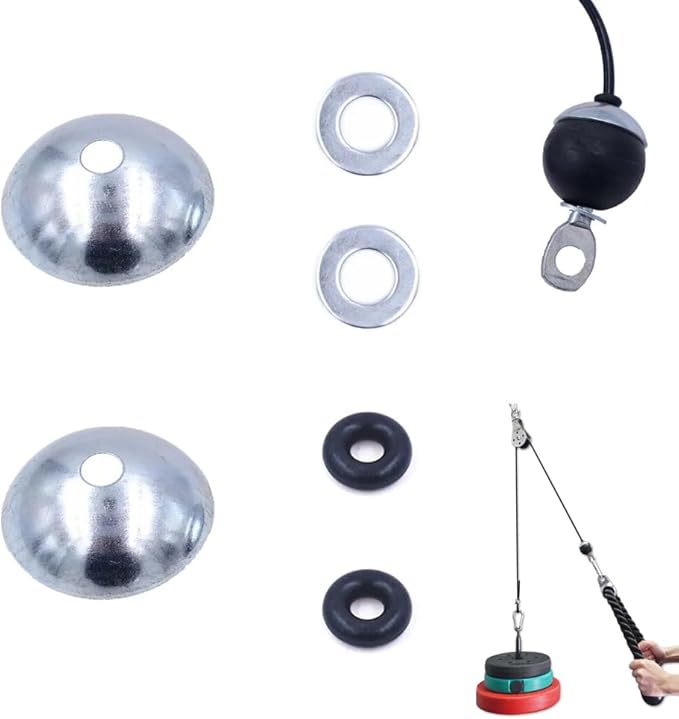 2 Set Gym Cable Ball Stopper Domed Washer Bowl Rubber Ring Kit Replacement Parts for Gym Machine Steel Wire End Connector Weight Lift Pulley System Rope Joint Terminals Fitness Equipment