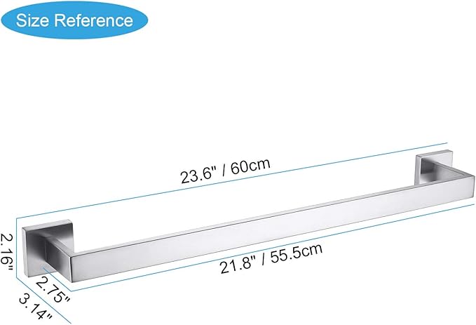 23.6 Inch Black Single Towel Bar Rack 304 Stainless