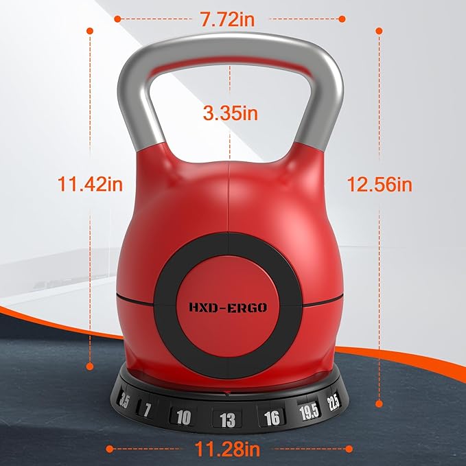 7-in-1 Adjustable Kettlebell, Quick-Adjust Kettlebell for Strength Training, 5-44 LBS Adjustable Weights for Home Gym