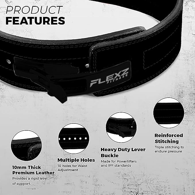 Flexz Fitness Lever Weight Lifting Belt Leather - 10MM 13MM 13MM Powerlifting