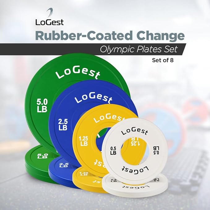 LoGest Olympic Change Weight Plates Set - For Weightlifting 8-Piece Set 0.5LB 1.25LB 1.25LB 2.5LB 2.5LB 5LB 5LB Pair