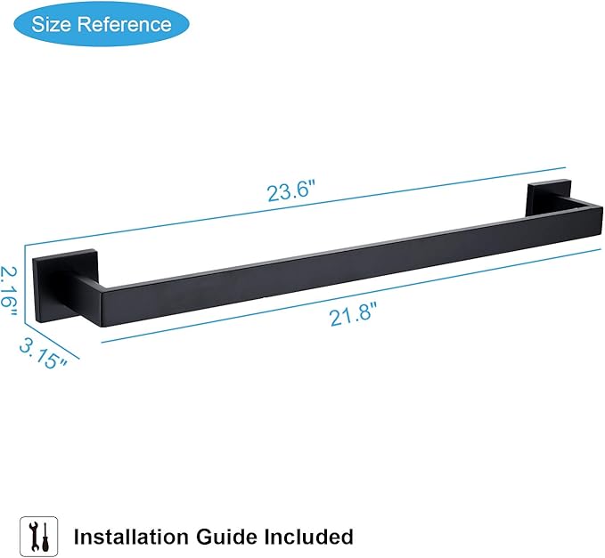 23.6 Inch Black Single Towel Bar Rack 304 Stainless