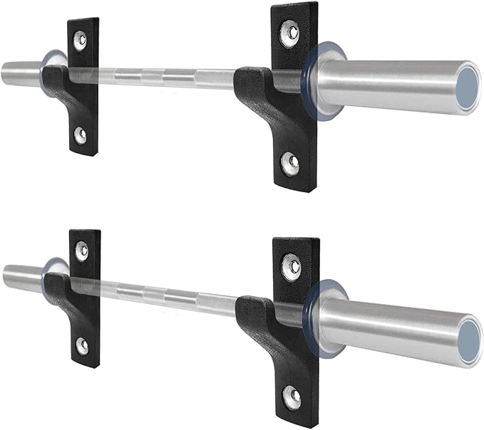 Luwint Wall Mounted Horizontal Barbell Holder, 1 Bar/2 Bars Storage Rack