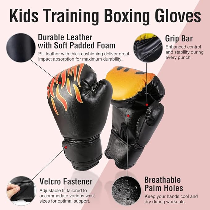 MERCIEL Boxing Gloves and Mitts Set Lightweight Kids Boxing Gloves & Adult Punching Mitts, Includes Storage Bag, One Size Fits Most