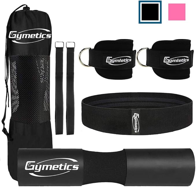 7 Pack Barbell Squat Pad for Standard Set, Barbell Pad for Hip Thrusts, 2 Gym Ankle Straps, Hip Exercise Band, 2 Squat Pad Safety Straps and Carry Bag ā¦