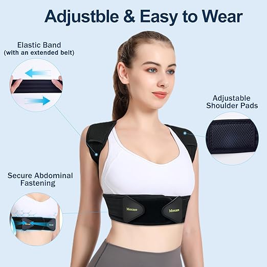 Mercase Posture Corrector for Men & Women, Adjustable Back Brace for Upper Back & Shoulder Support, Pain Relief & Better Posture, Medium (23-32 inches)