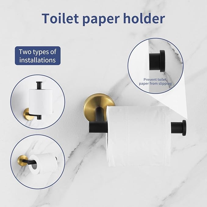 5 Pieces Bathroom Hardware Set Black Gold 2pcs 16 16 inch 2 PCS