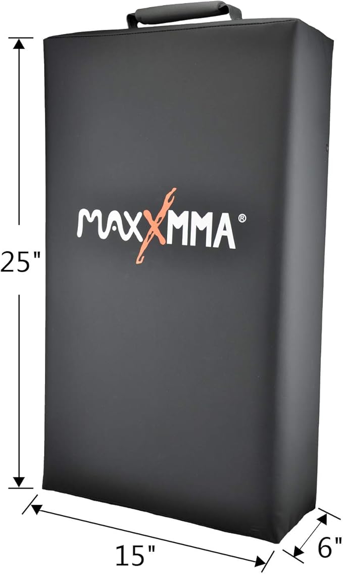 MaxxMMA Kick Shield, Boxing Punching Pad Kickboxing Muay Thai Training Foot Target Strike Body Shield, Great for MMA, TKD, Krav MAGA, Martial Arts, Karate Workout (Black)