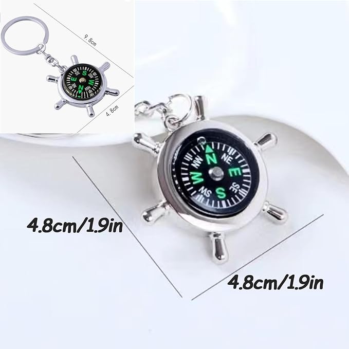2pcs Compass Keychain