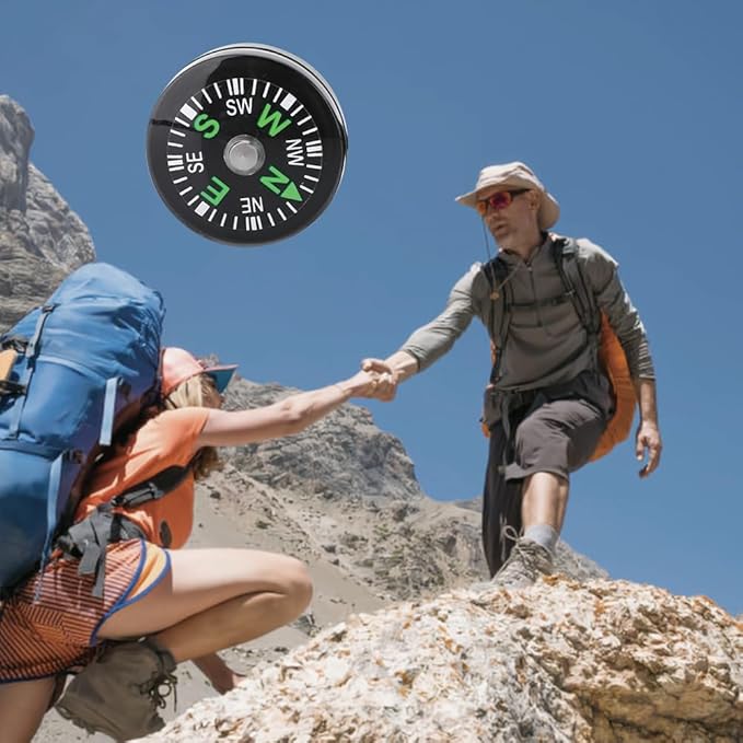 Mini Survival Compass 12pcs Black