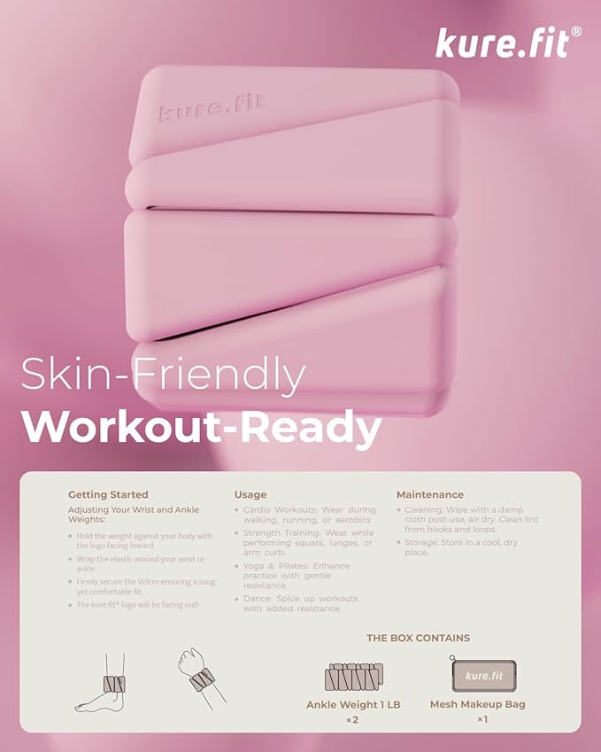 Adjustable Wrist & Ankle Weights Set - 1lb Pairs