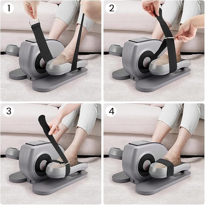 4 Pcs Ellipse Leg Exerciser Machine Pedal Straps, Adjustable Elliptical Trainer Straps for Under Desk, Elliptical Peddler Foot & Leg Training Strap for Fitness Home Sports Office Accessories