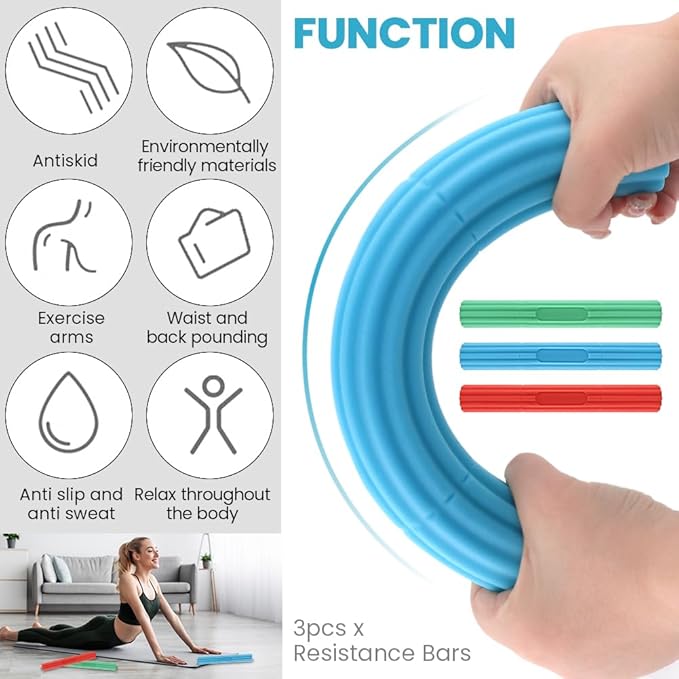 3pcs Flex Bar Tennis Elbow Therapy Bar 3 Resistance