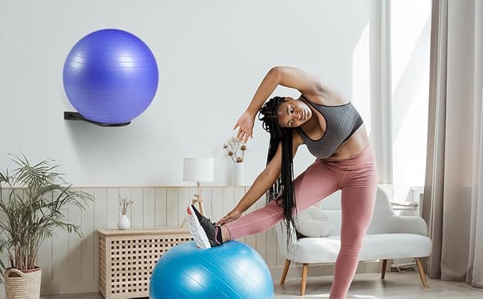 Medicine Ball RackWall Mounted Large Stability Ball Storage Organizer(1 Black)