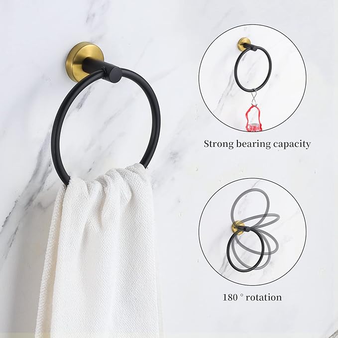 5 Pieces Bathroom Hardware Set Black Gold 2pcs 16 16 inch 2 PCS