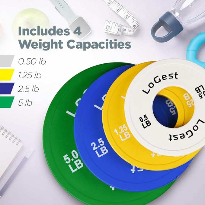 LoGest Olympic Change Weight Plates Set - For Weightlifting 8-Piece Set 0.5LB 1.25LB 1.25LB 2.5LB 2.5LB 5LB 5LB Pair