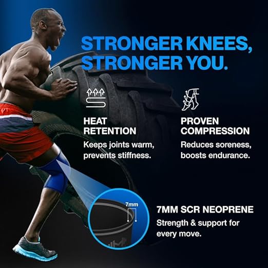 Modvel 7mm Neoprene Knee Sleeves for Men & Women Weightlifting & Powerlifting – Compression Knee Sleeve Support for Squats, Gym, Training – USPA, IPL Approved – Large Blue (Pair)