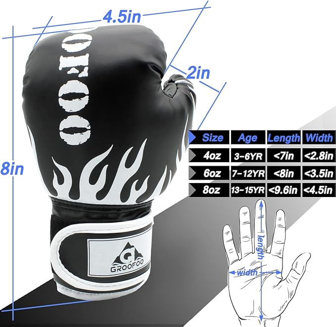 Kids Boxing Gloves 4oz 6oz 8oz Punching Gloves for Kids Youth Traning Gloves for Punching Bag Kickboxing Sparring Muay Thai MMA Fight Gloves