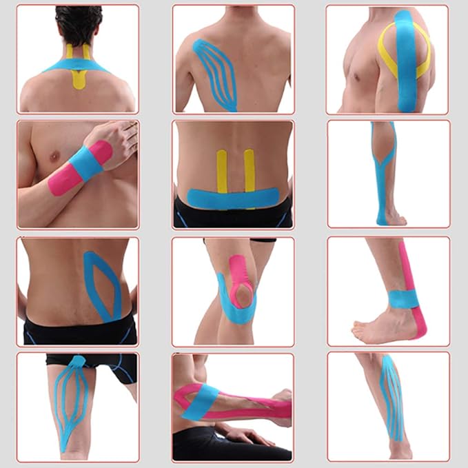 3 Pack Kinesiology Tape, 4in x 5.5yd Water Resistant Muscle Support Adhesive Sport Tape for Pain Relief, Latex Free Cotton Elastic Athletic Tape for Joints, Knee, Ankle, Shoulder, Wrist