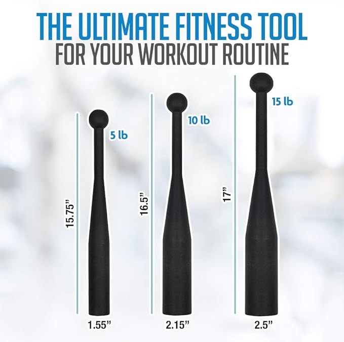 Logest Steel Mace Exercise Club - Heavy Duty 5 10 10 15 15 20 20 25 25 30 30 Pounds