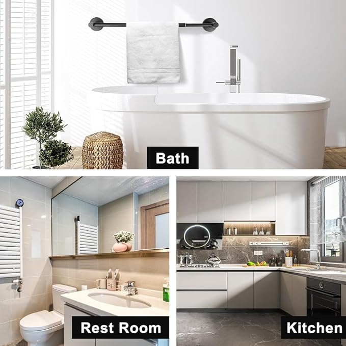 MGahyi Towel Racks for Bathroom-Adjustable Towel Holder(13.18inch-24inch) Sturdy Accessories(2Pcs,Black)