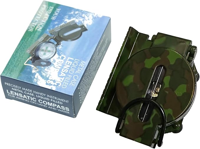 Military Compass, Camouflage Lensatic Sighting Compass for Hiking,
