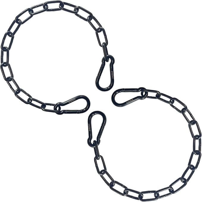 20 inches Heavy Duty Chain Link Fence Gate Chains 900lbs Capacity - Stainless Steel Chain Locks for Outside, Metal Chain for Horses Goats Dogs Stall Barns and Fence Gates, Black, 2 Pack