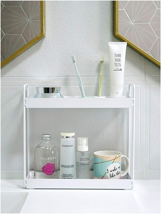 2-Tier Bathroom Countertop Organizer Vanity Tray Cosmetic &