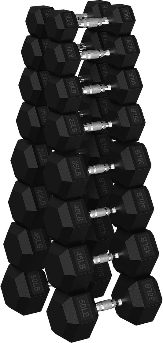 Hex Dumbbell Set, 30-480 lb Set Rubber Encased Exercise & Fitness Dumbbells, Weights Dumbbells Set, Hand Weight for Strength Training