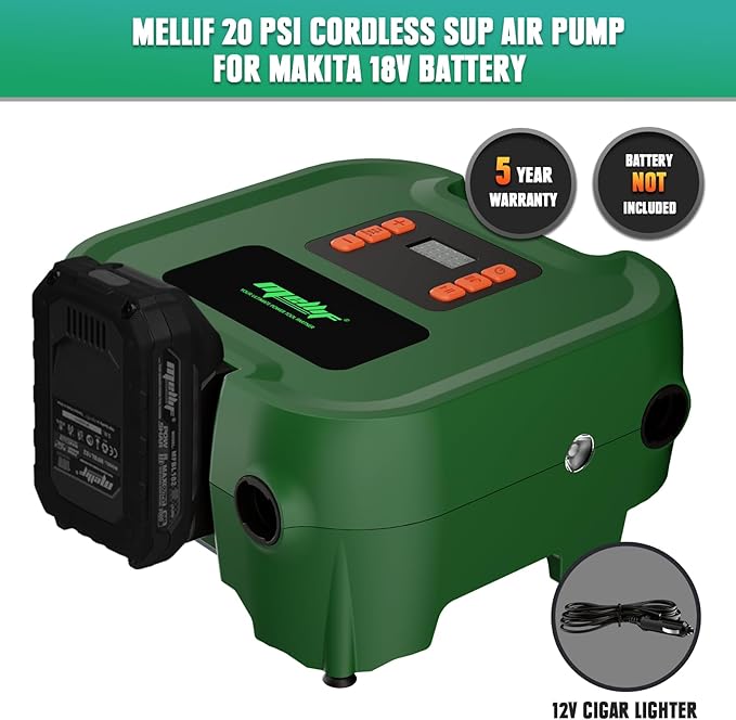 Mellif Cordless Paddle Board Pump for Makita 18V 20PSI Portable 12V DC