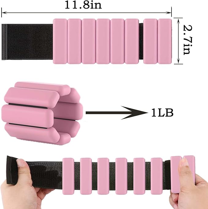 Adjustable Wrist & Ankle Weights for Women and Men 2 (1Lb (1Lb Each),