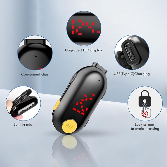 Mini Walkie Talkie Headset: Bluetooth Two-Way Radio FM Transceiver